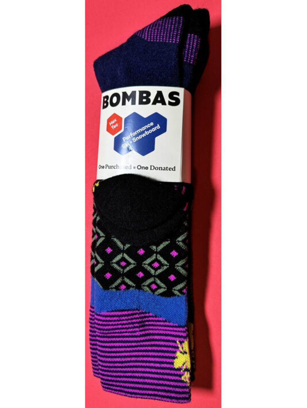 2 Pack Bombas Hex Tec Ski Snowboard CalfSocks Sz LARGE M (9.5 -13) W (11-13)